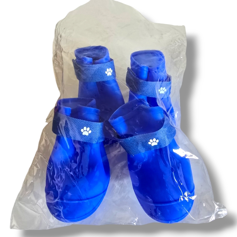 NWOT 🥀 PETSTORE Blue 4 PCS Waterproof Protective Silicone Dog Rain Boots - Picture 12 of 16